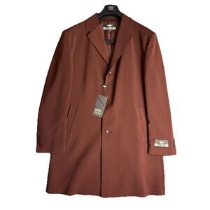 NWT Carmel Zhao Mens‎ L Cognac Jerry 3/4 Top Coat Single Breasted MSRP 300